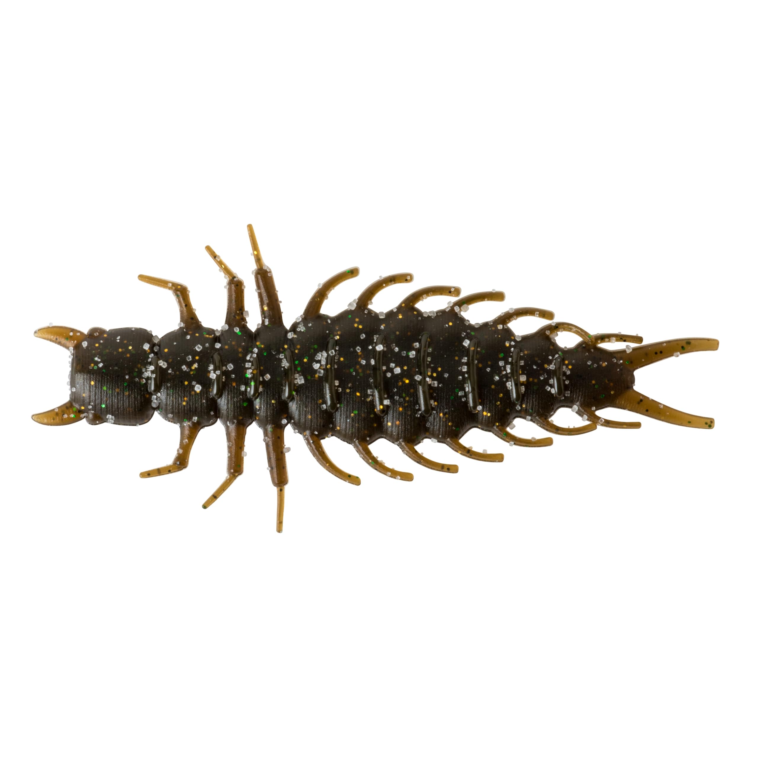 Great Lakes Finesse Juicy Hellgrammite close-up in brown pumpkin for smallmouth appeal.