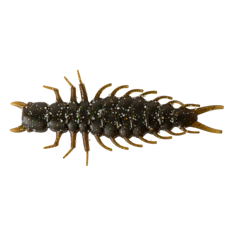 Great Lakes Finesse Juicy Hellgrammite close-up in brown pumpkin for smallmouth appeal.