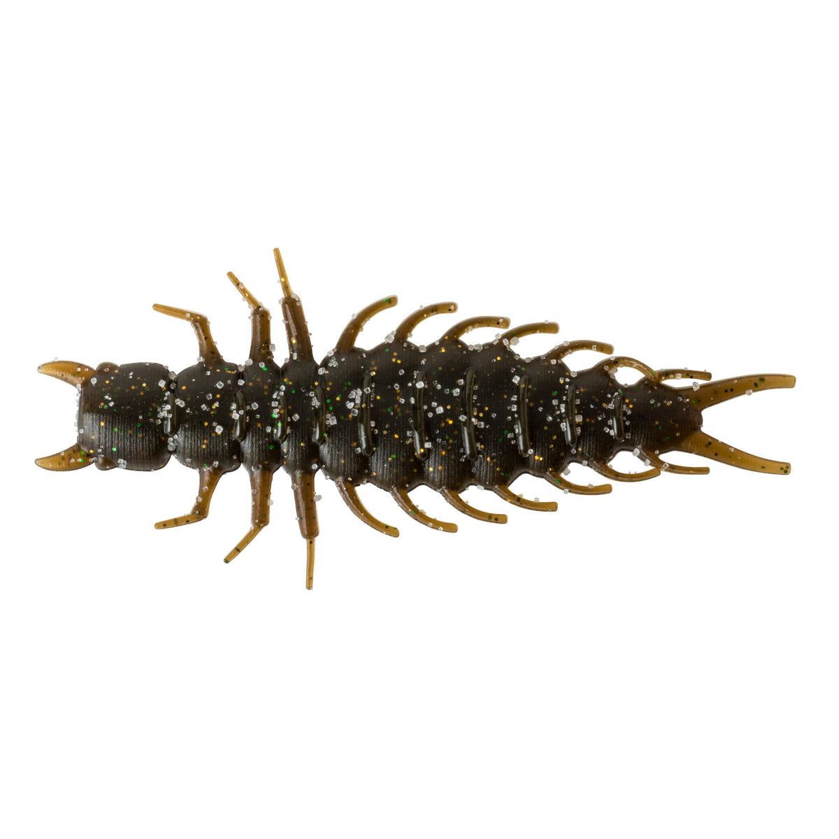 Great Lakes Finesse Juicy Hellgrammite close-up in brown pumpkin for smallmouth appeal.