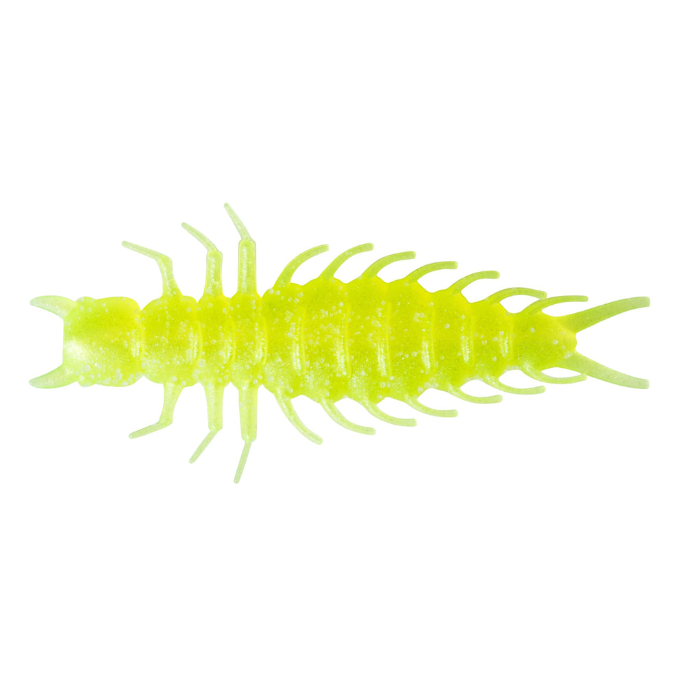 Great Lakes Finesse Juicy Hellgrammite Meltdown 2.4in sideview showing natural movement for bottom crawling