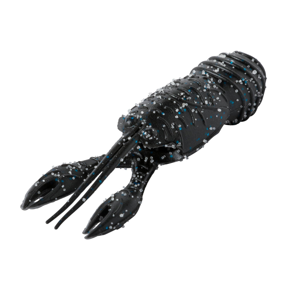 Great Lakes Finesse Juvy Craw black blue, side view showing stable bottom pose for bottom fishing