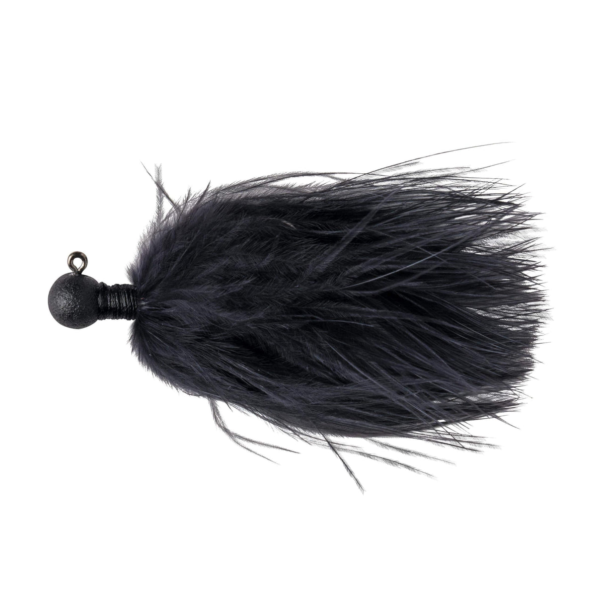 Great Lakes Finesse Marabou Jig Black close-up shows premium materials
