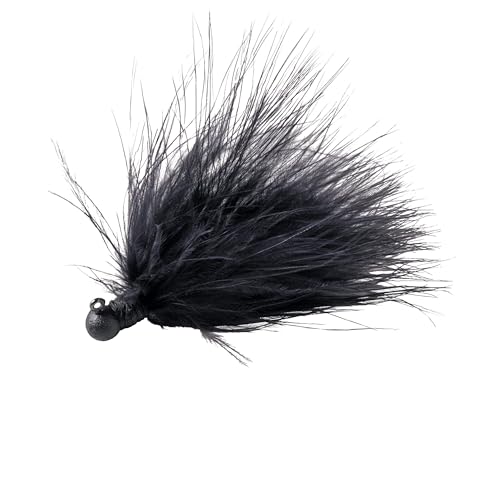 Great Lakes Finesse Marabou Jig Black 3/32 oz hook detail for strong hooksets