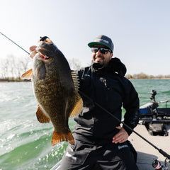 Great Lakes Finesse marabou jig powder-coated head resists chips and glare.