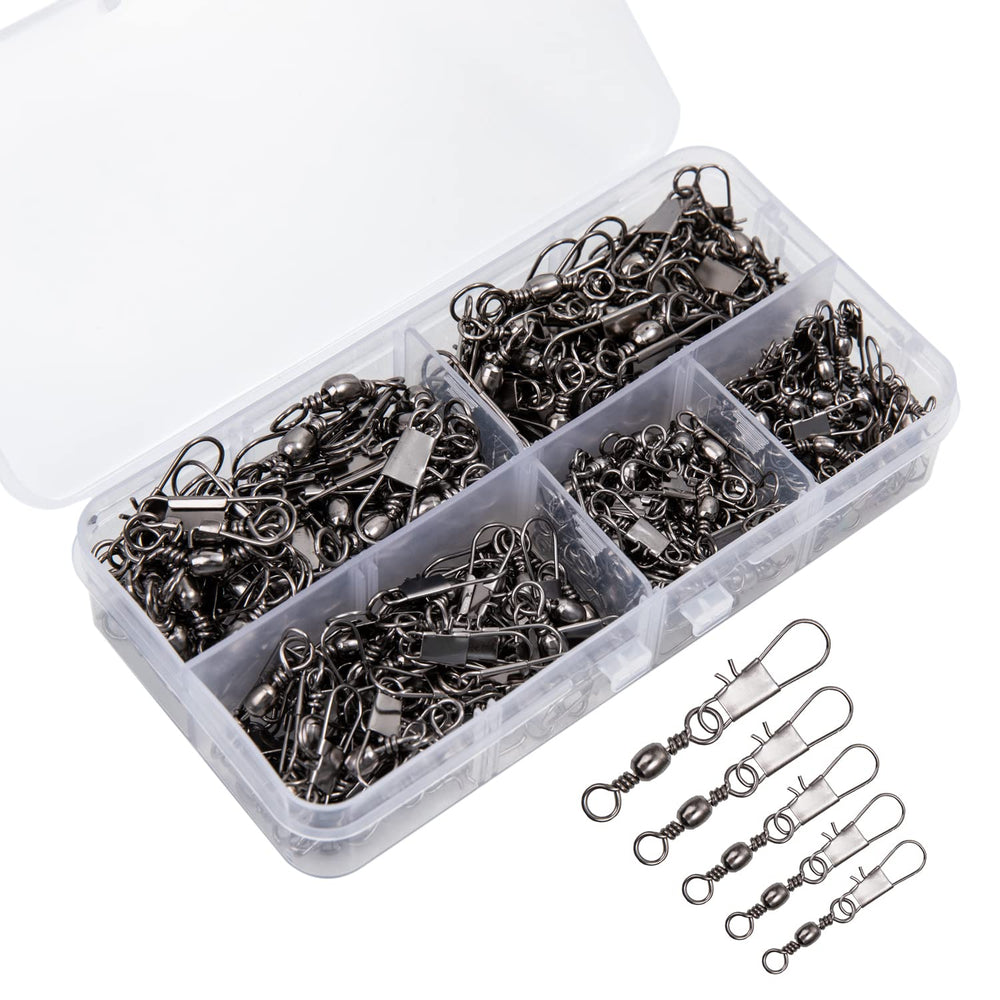 GREATFISHING 200pc Barrel Swivel with Safety Snap Interlock Snaps close-up