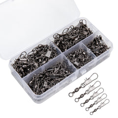GREATFISHING 200pc Barrel Swivel with Safety Snap Interlock Snaps close-up