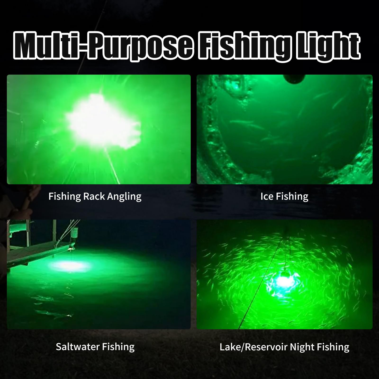 13W green fish attractor light delivering 1300 lumens
