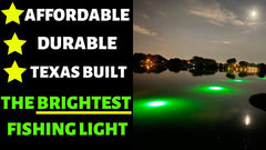 Green Blob Outdoors 15000 lumen LED provides strong visibility for night fishing.