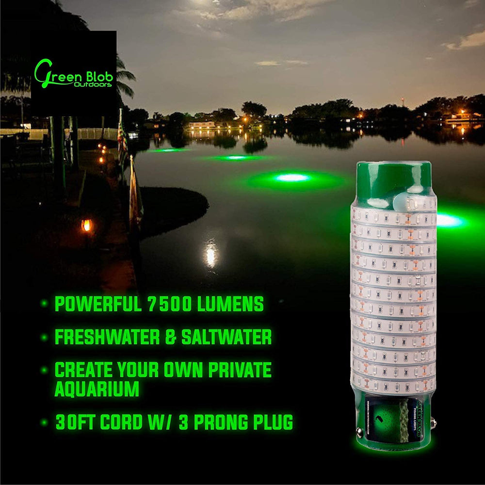 Green Blob Outdoors underwater light attracts crappie and snook near your boat.