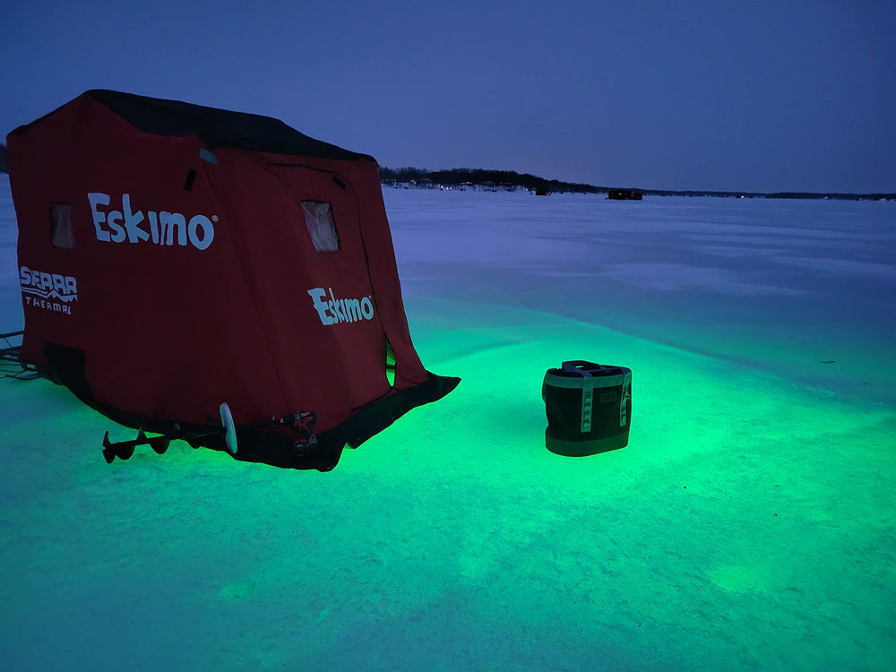 Green Blob Outdoors green light attracts trout, bass, crappie, and more.