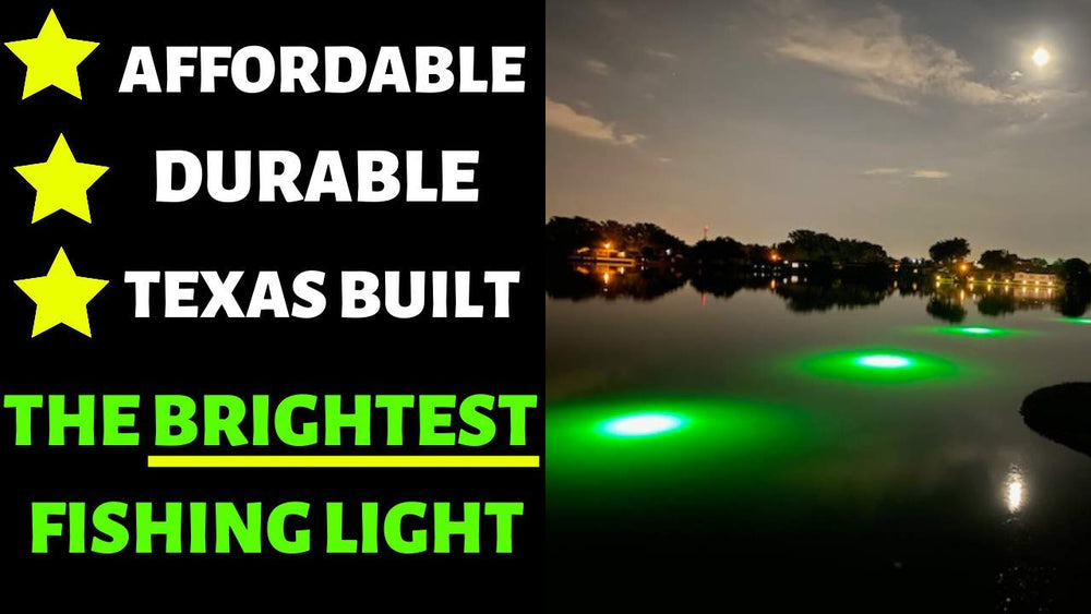 Green Blob Outdoors dock lighting with underwater light illuminates the water surface