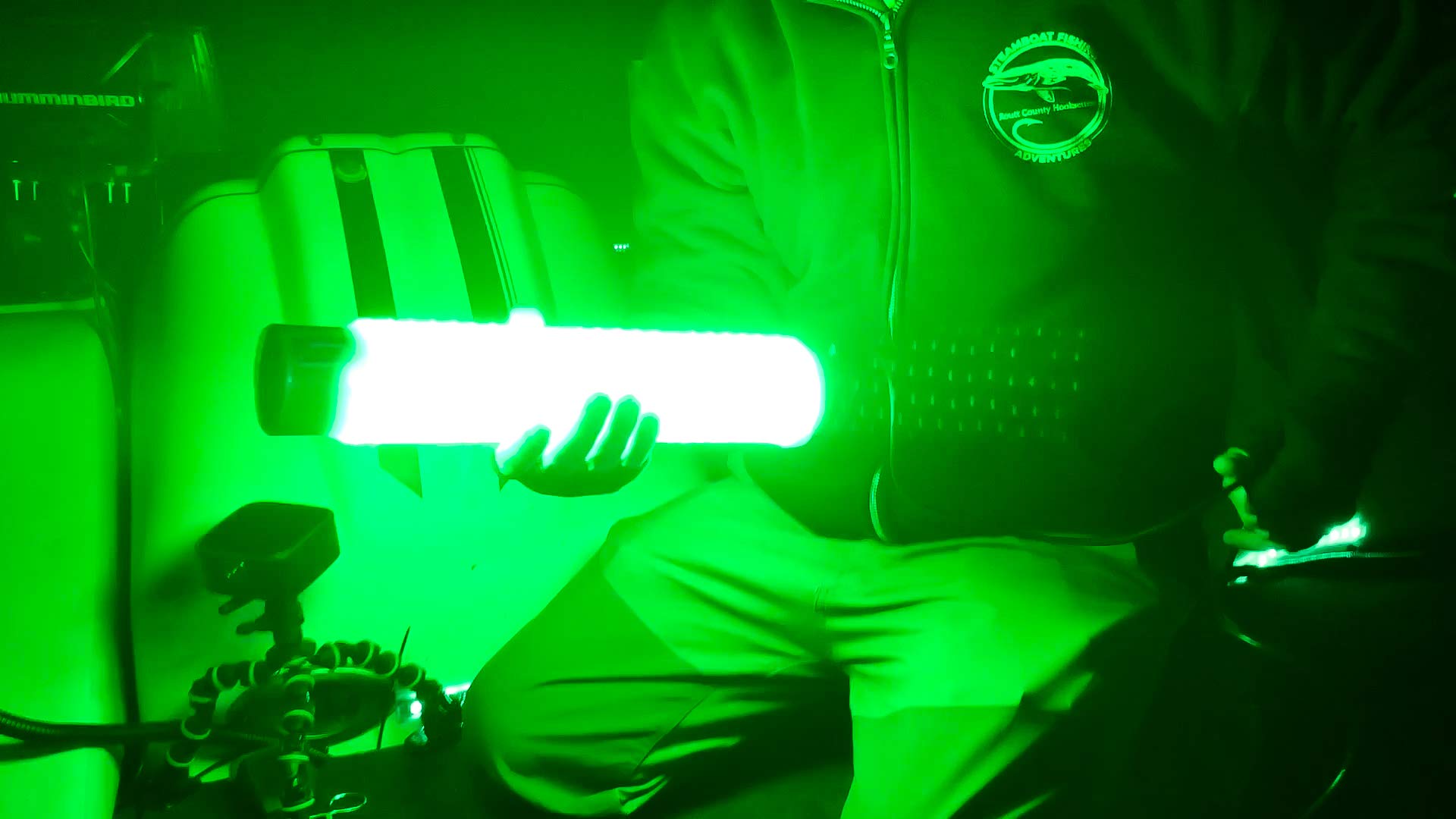 Green Blob Outdoors underwater light with timer simplifies auto dusk-to-dawn operation.