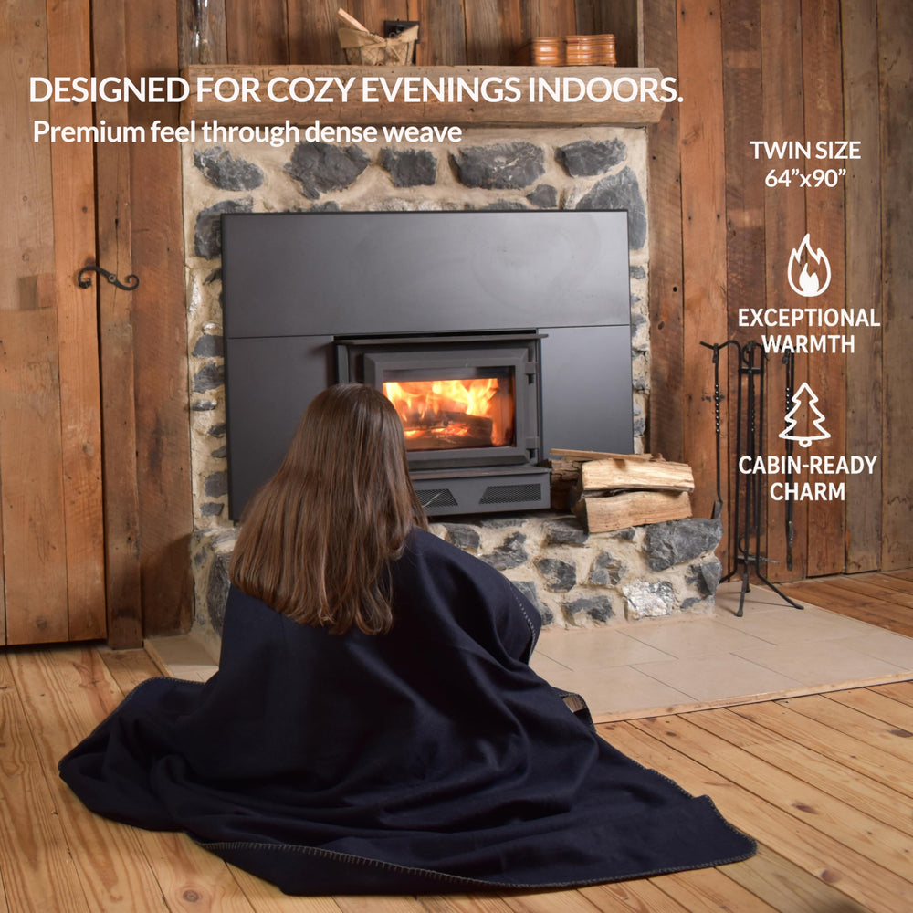 Green Cozy Military-Style Wool Blanket dense weave texture highlights premium softness and insulation