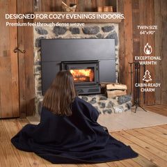 Green Cozy Military-Style Wool Blanket dense weave texture highlights premium softness and insulation
