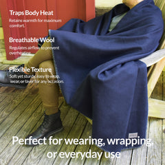 Green Cozy Military-Style Wool Blanket navy blue draped showcases versatile indoor-outdoor warmth