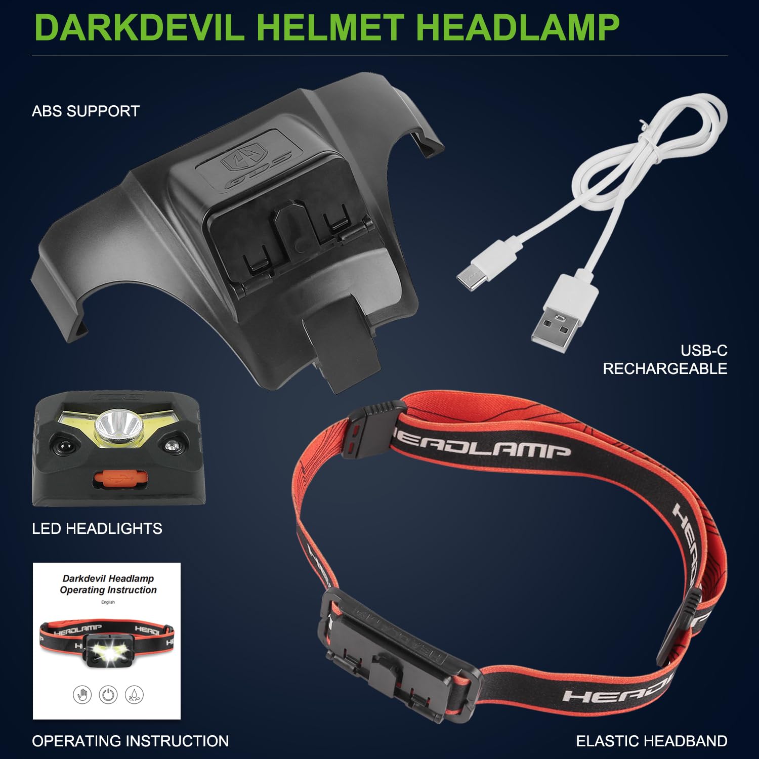 GREEN DEVIL headlamp offers five modes for adaptable brightness during outdoor tasks.