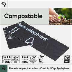 Green Elephant compostable bags in-use demonstration for biodegradable outdoor waste.