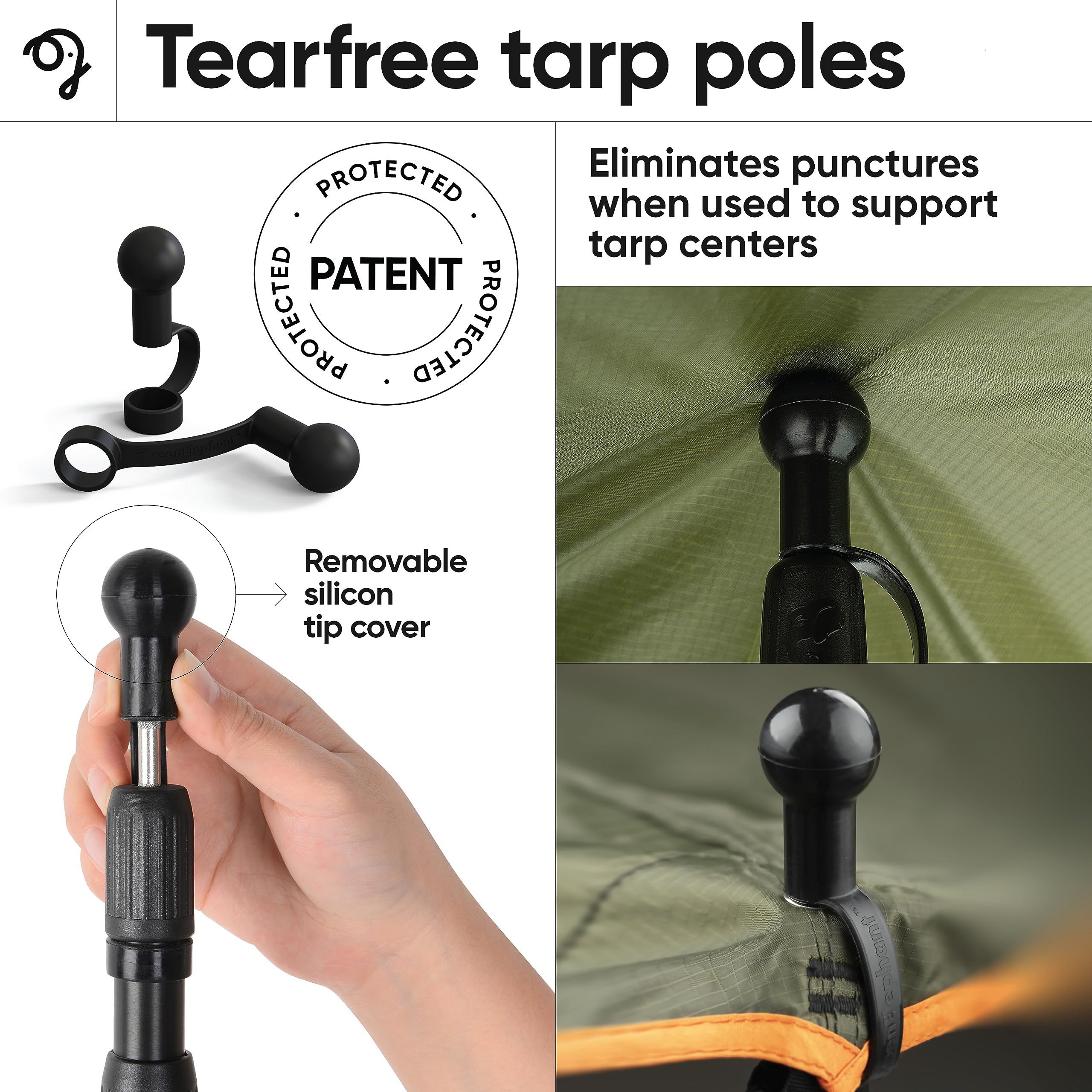 Green Elephant tarp-poles-bag-case keeps parts organized for travel