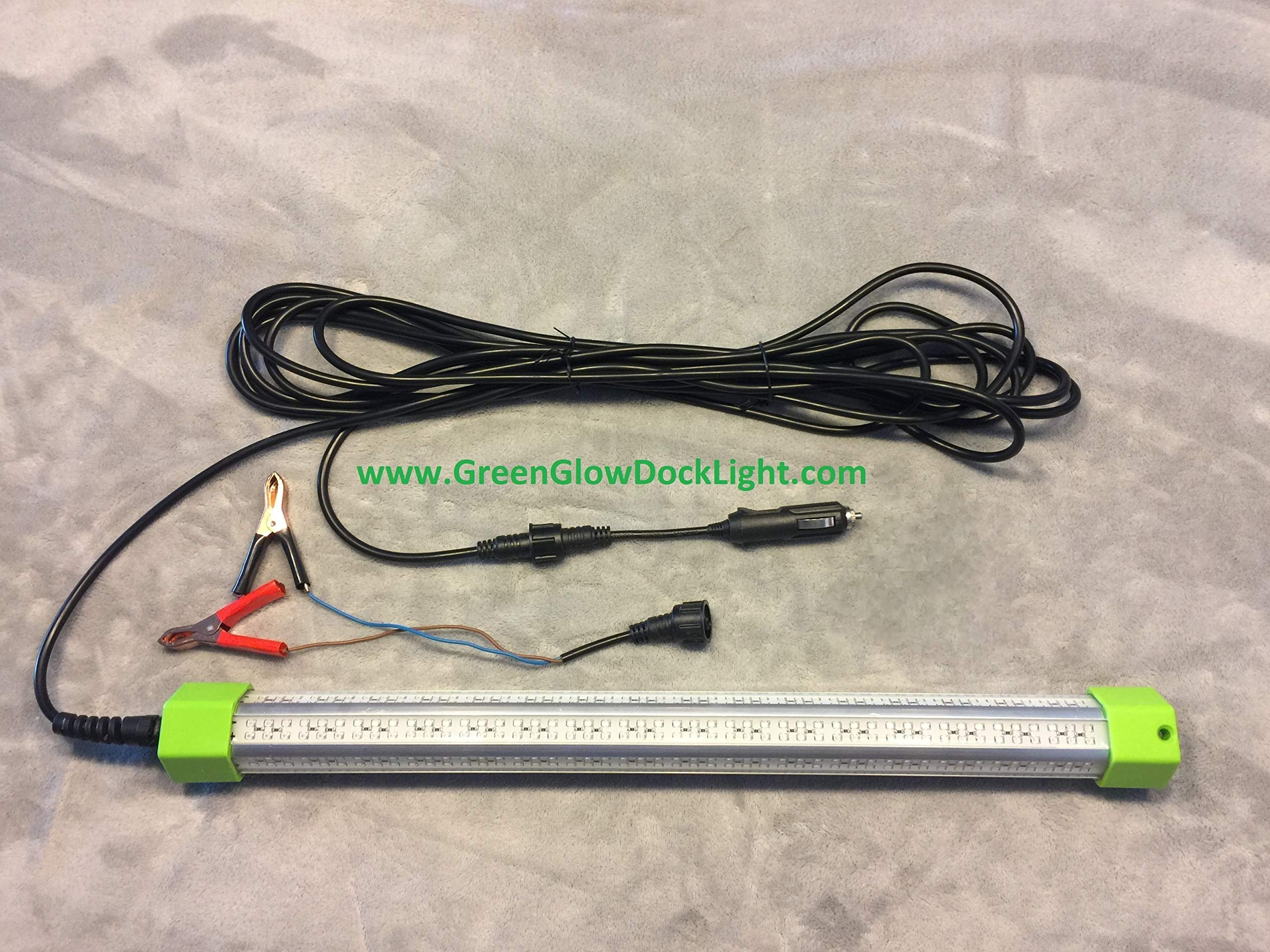 Car charger plug included with Green Glow Dock Light for on-the-go use.