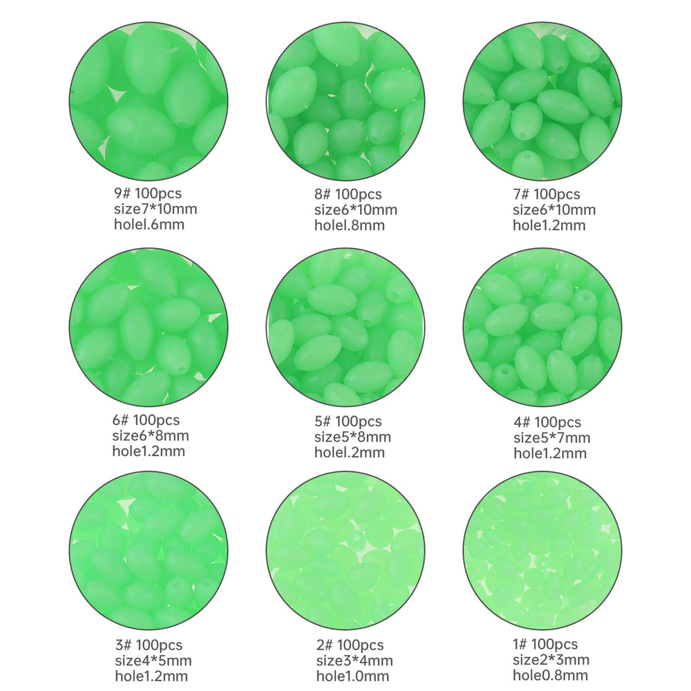 Green luminous fishing beads for saltwater and freshwater