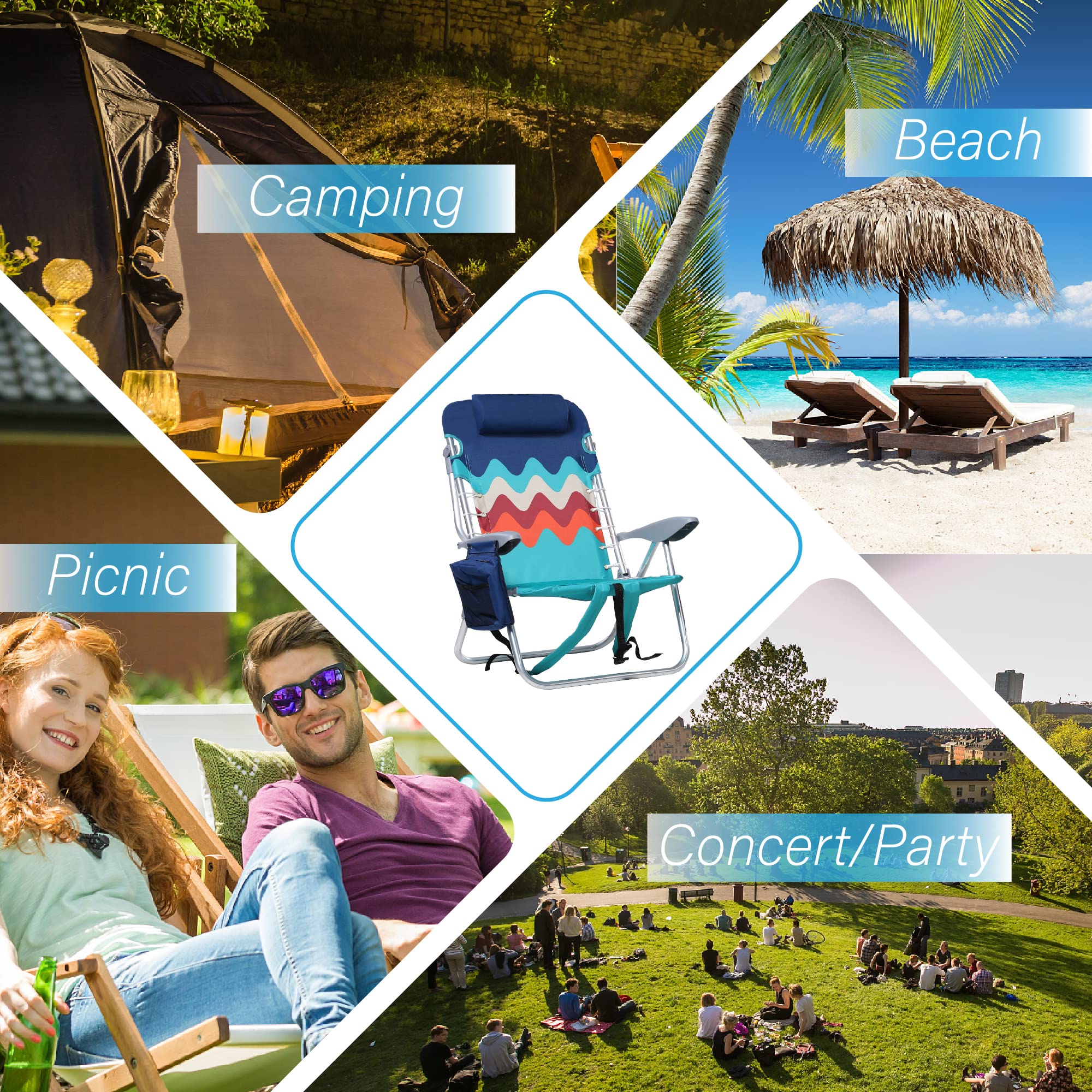 GREEN PARTY anti-rust aluminum frame adds durable outdoor support.