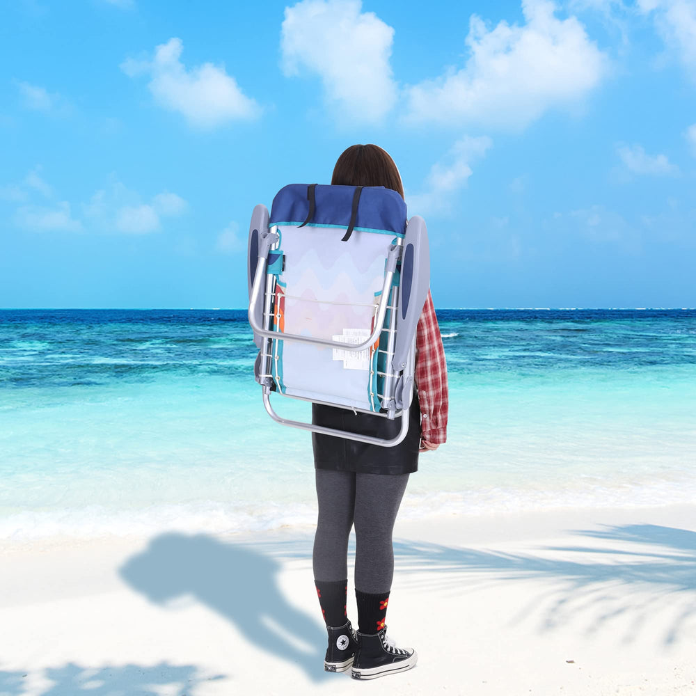 GREEN PARTY backpack beach chair open for comfortable outdoor seating.