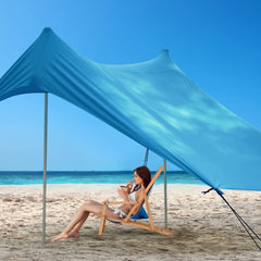 GREEN PARTY Beach Tent 7x7 blue portable design makes family outings easy.
