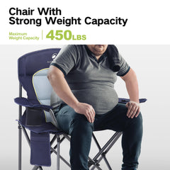 Green Party chair with padded back for extended outdoor seating
