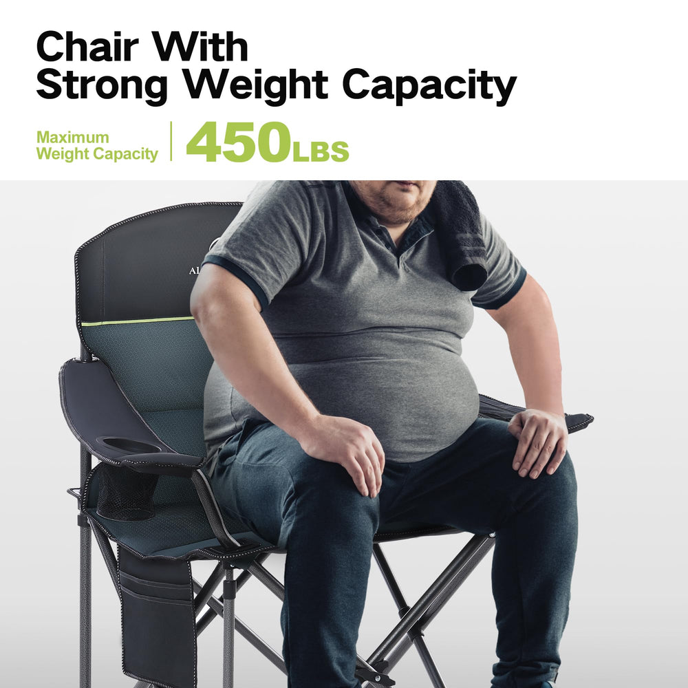 GREEN PARTY folding chair cup holder detail for quick access to beverages