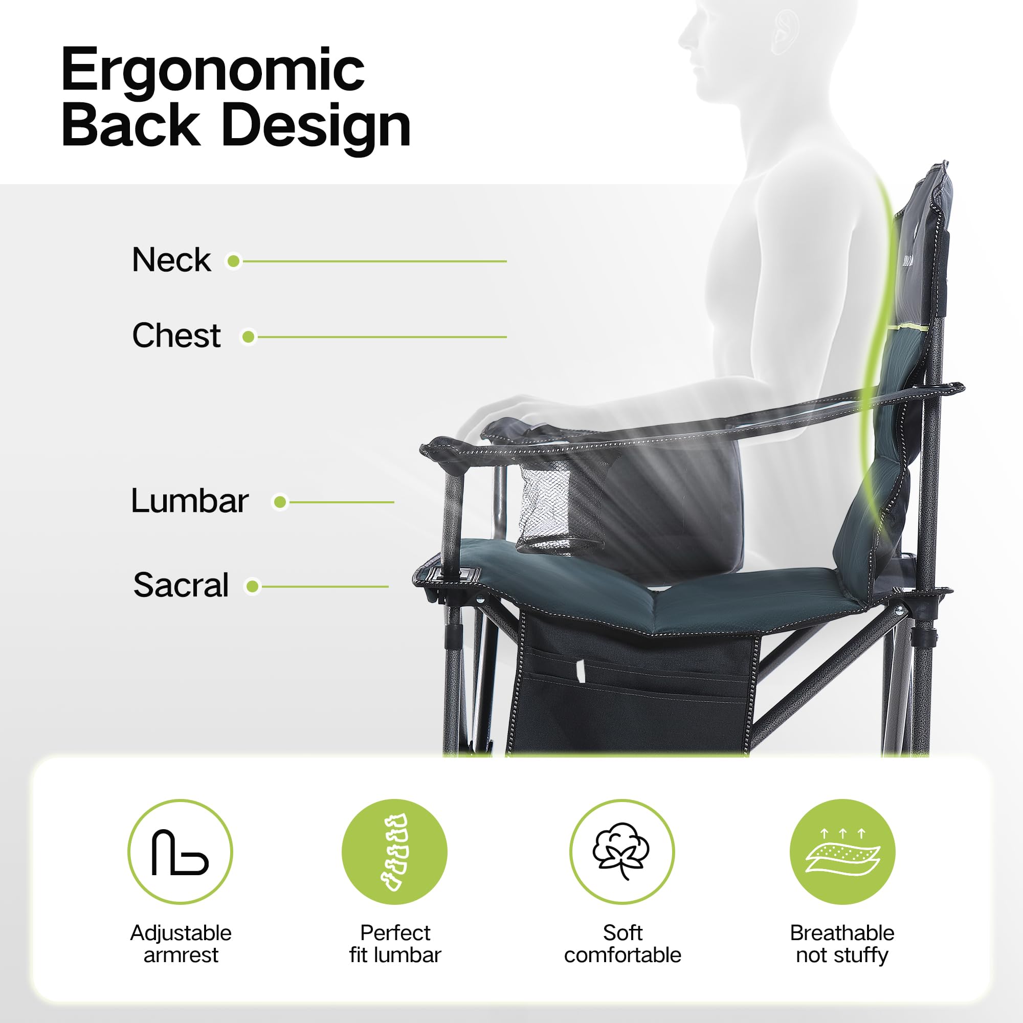 GREEN PARTY folding chair folded compact for easy transport