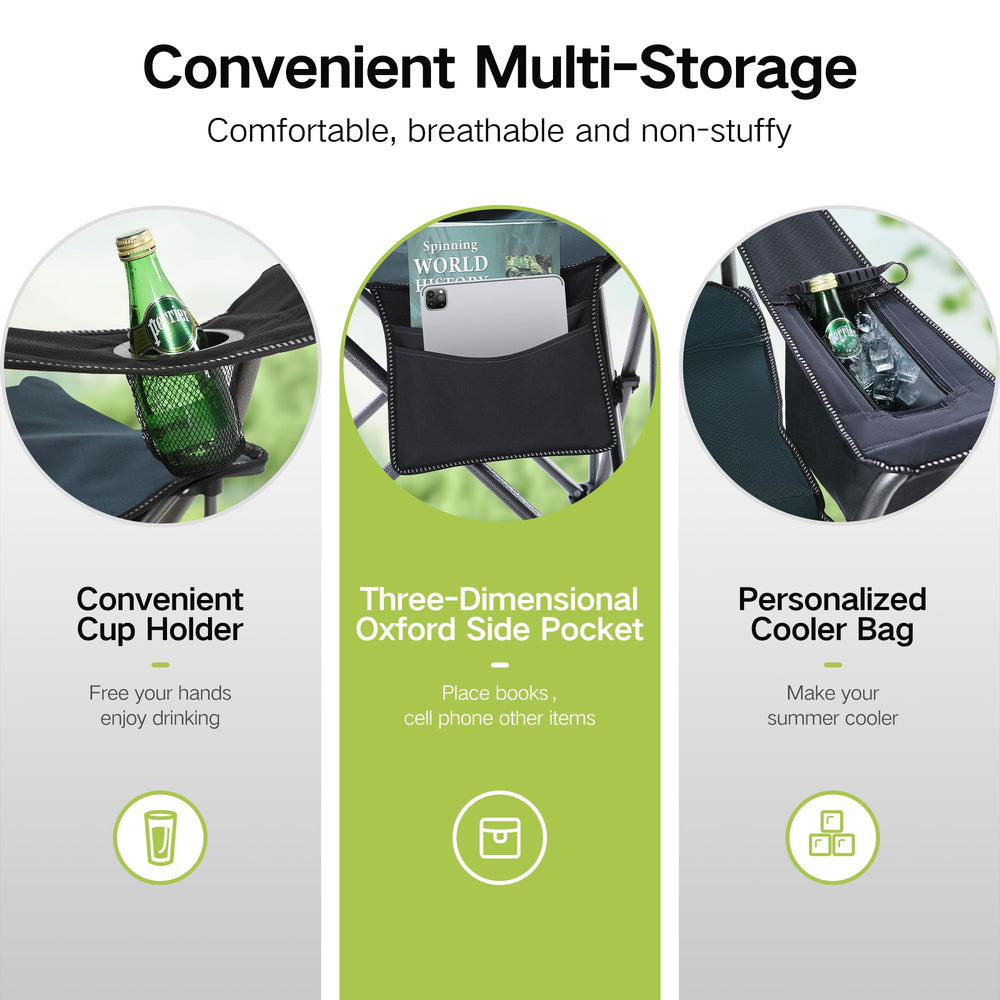 GREEN PARTY folding chair powder-coated frame ready for rugged outdoors