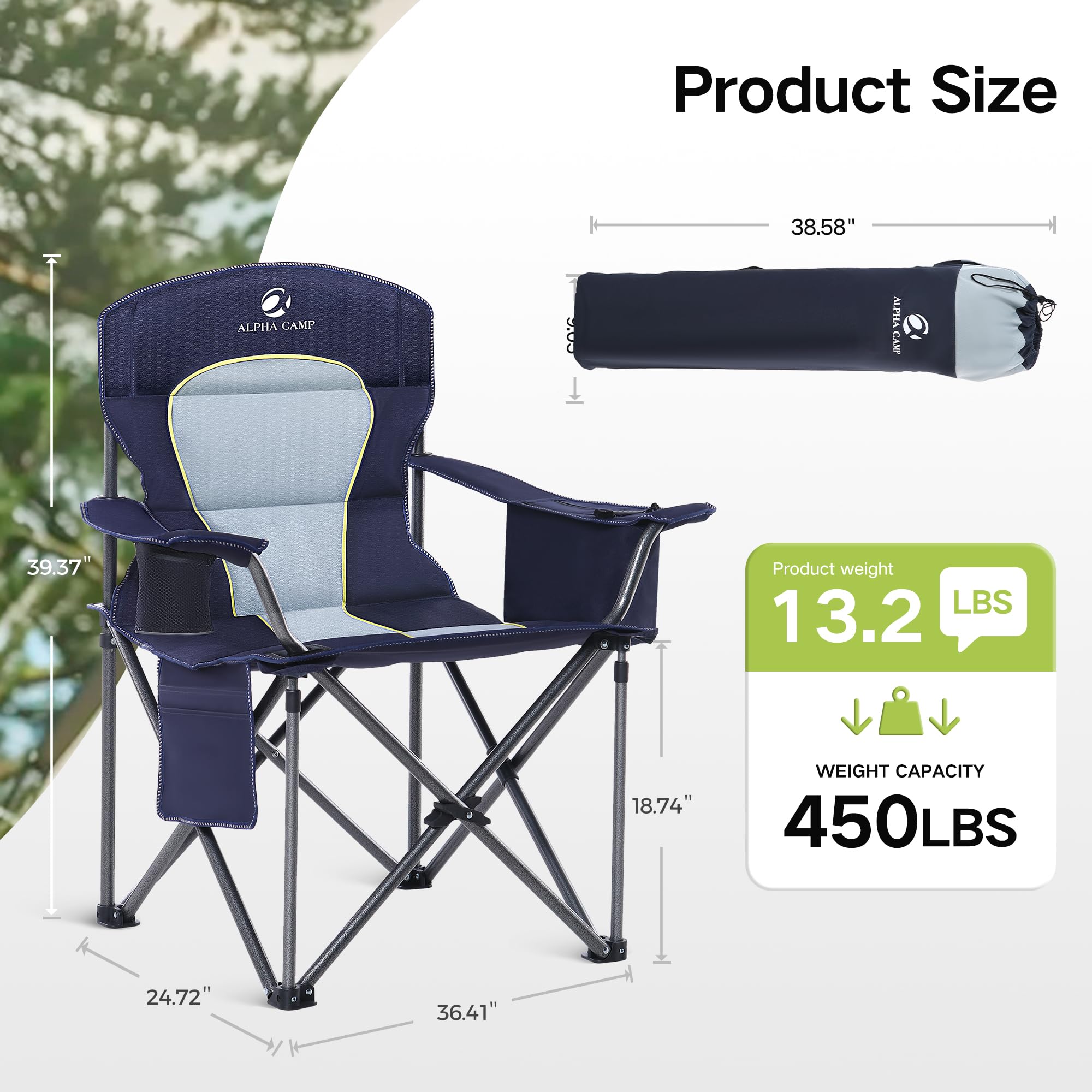 Green Party oversized quad chair folded for easy transport