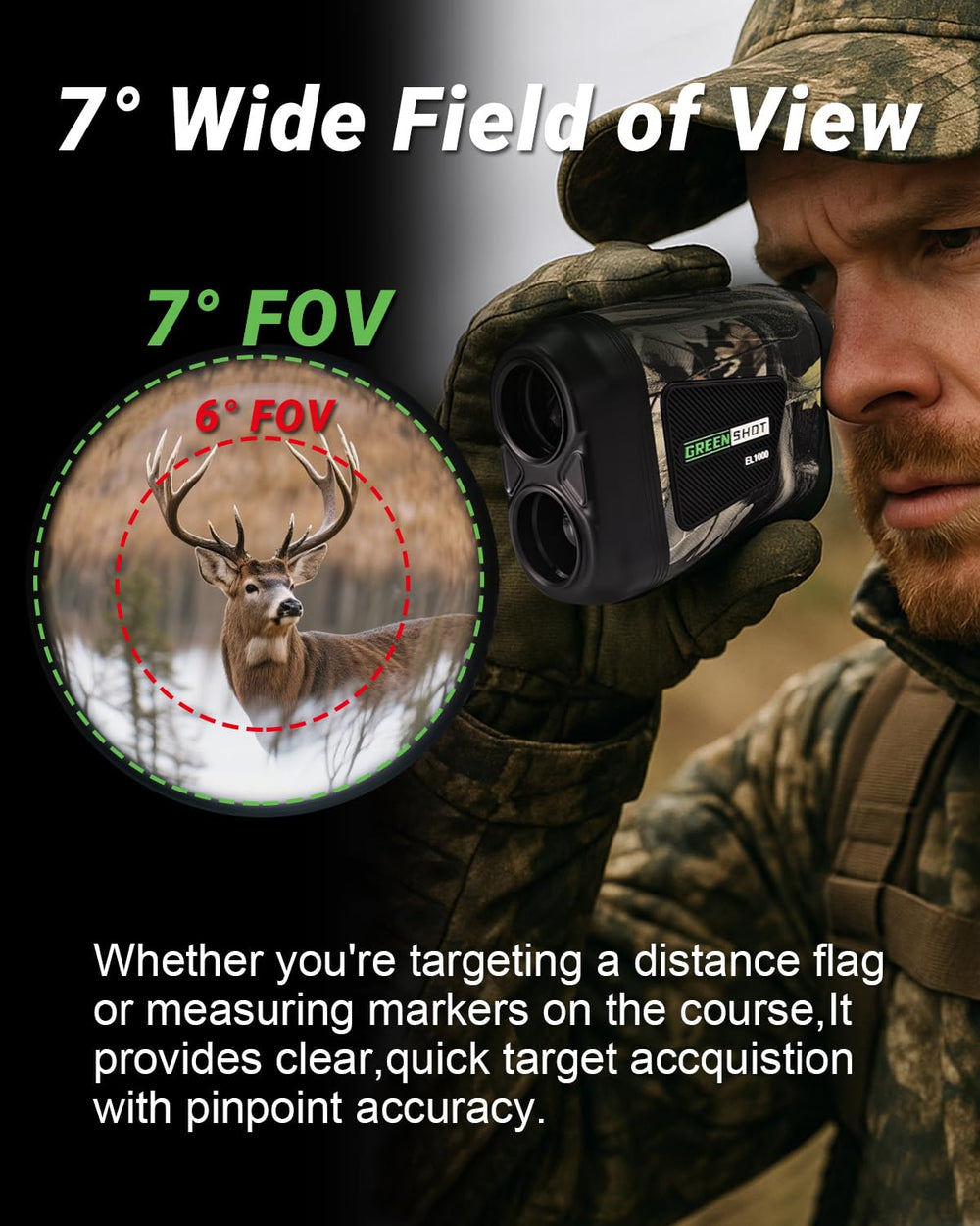 GREEN SHOT rangefinder with flagpole lock for quick distance to flag