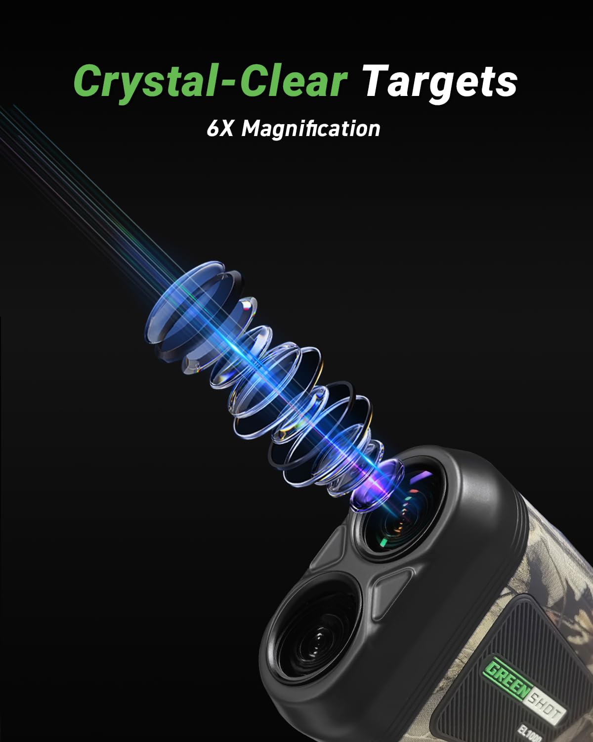 GREEN SHOT rangefinder slope switch provides true distance on uneven ground