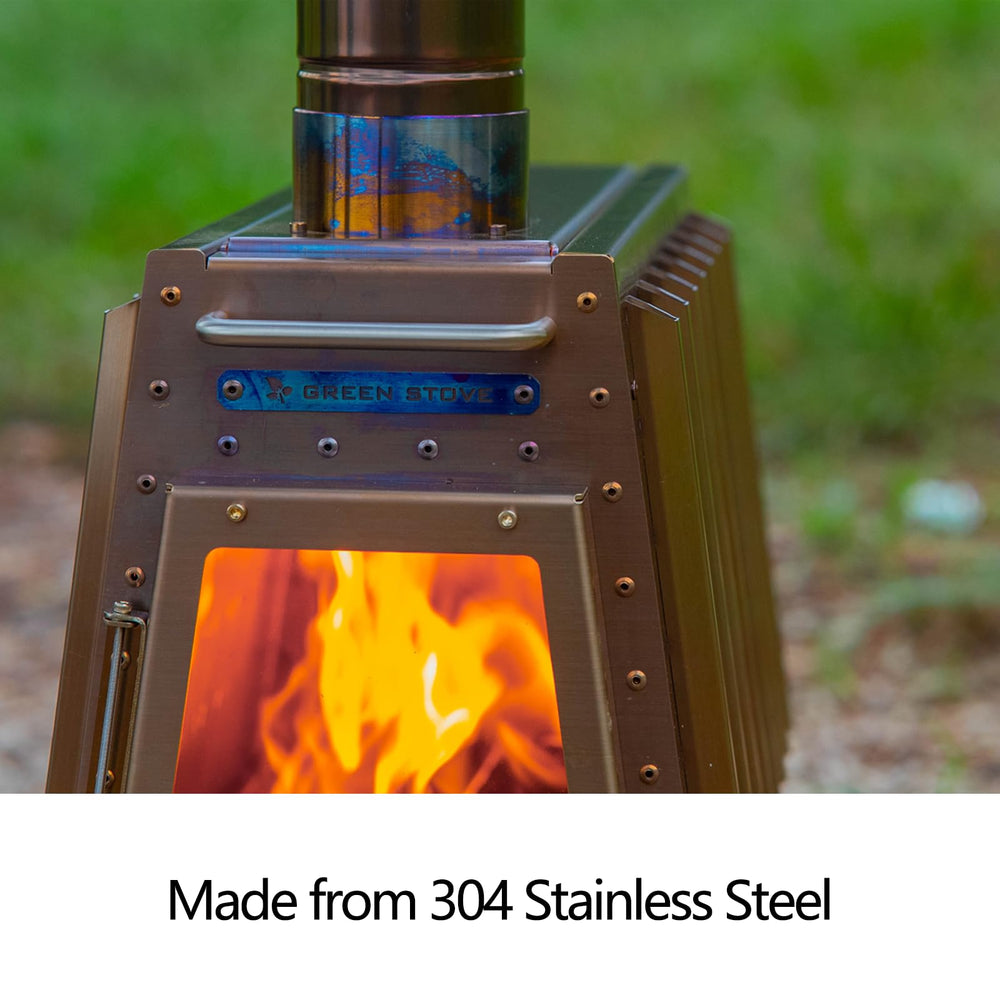 Green Stove Defender ideal for hunting, camping, and ice fishing trips.