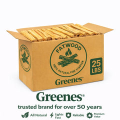 Greenes Fence Fatwood all-weather ignition for fireplaces and camps.