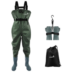 Greenwater chest waders with boots demonstrating waterproof performance for fishing