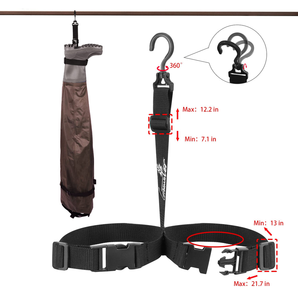 GREENWATER top draw cord and waist belt help secure the chest waders.