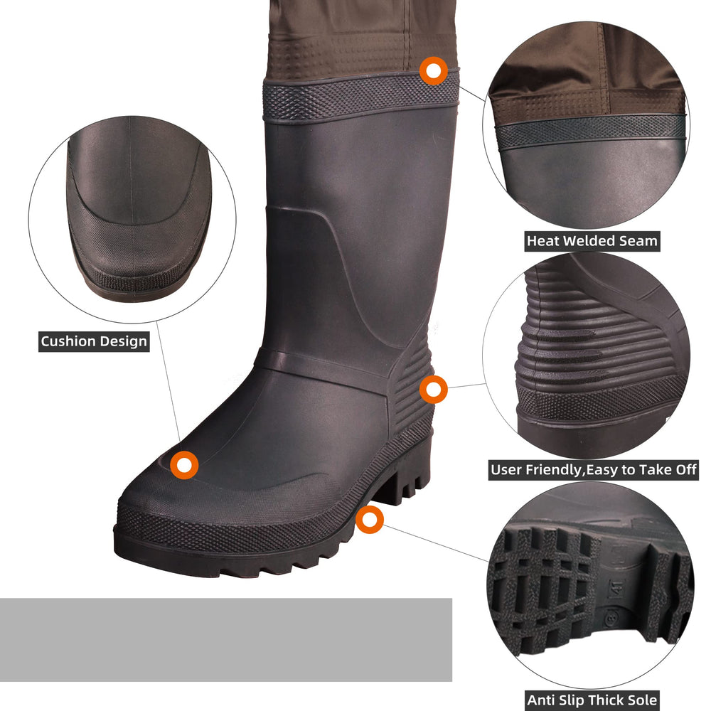GREENWATER chest waders adjustable suspenders support easy on/off and fit.