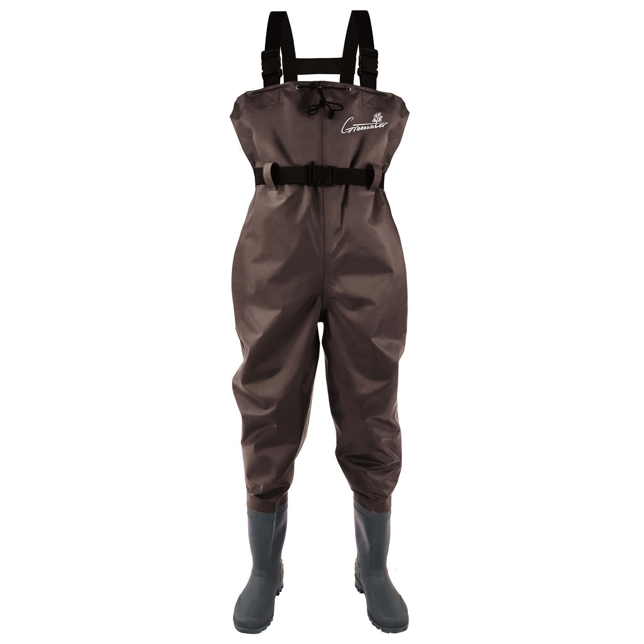 Greenwater waterproof waders suited for fishing, hunting, farming.