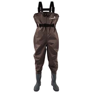 Greenwater chest waders made of 70D nylon PVC material.