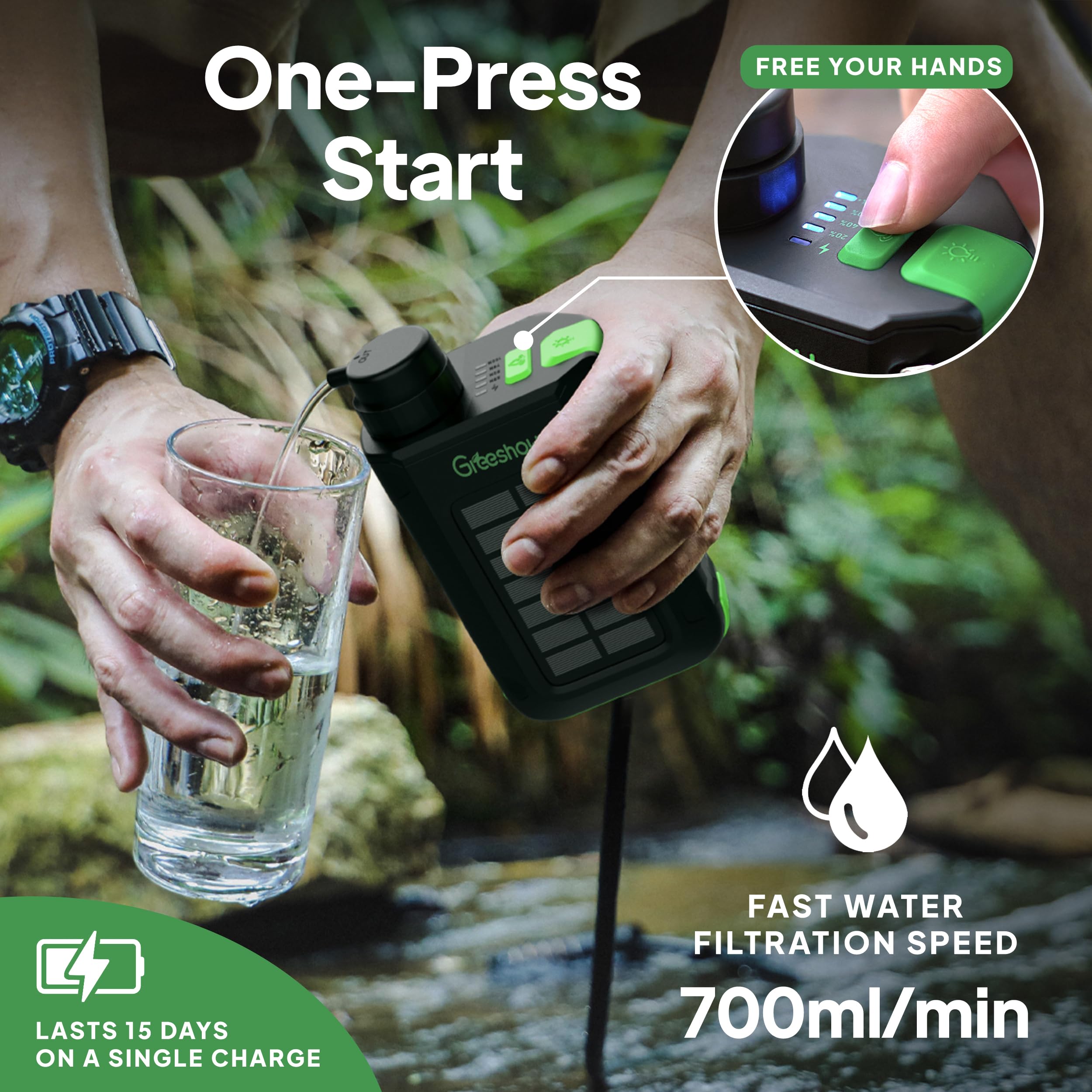Greeshow GS-2811 hand-crank-operation for independent water access outdoors