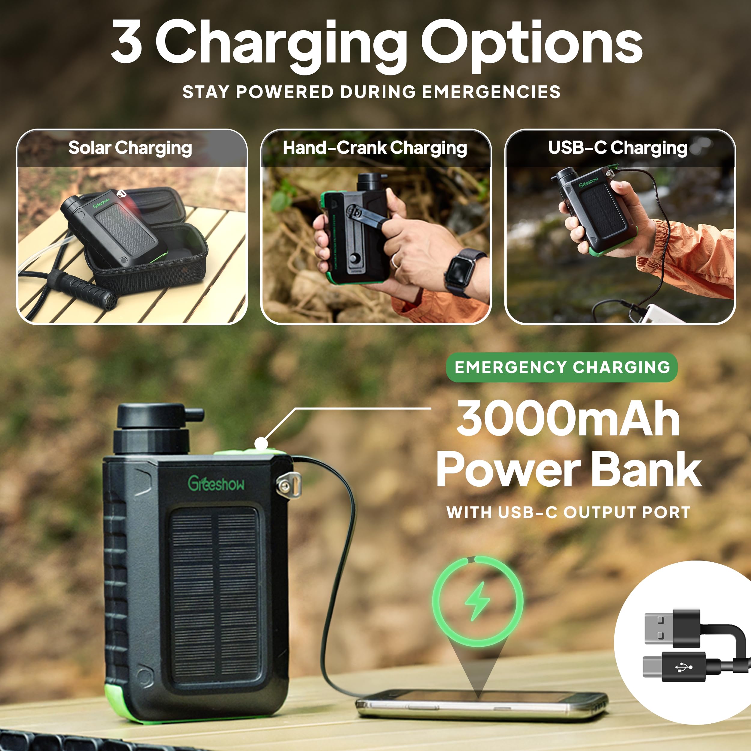 Greeshow GS-2811 USB-charging-port supports device power on trails