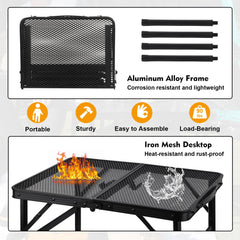 GREGIN camping table folded-dimensions highlights compact storage when not in use.