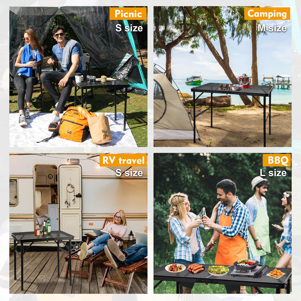 GREGIN camping table ideal-use-cases captures camping, BBQ, picnics with versatile outdoor surface.