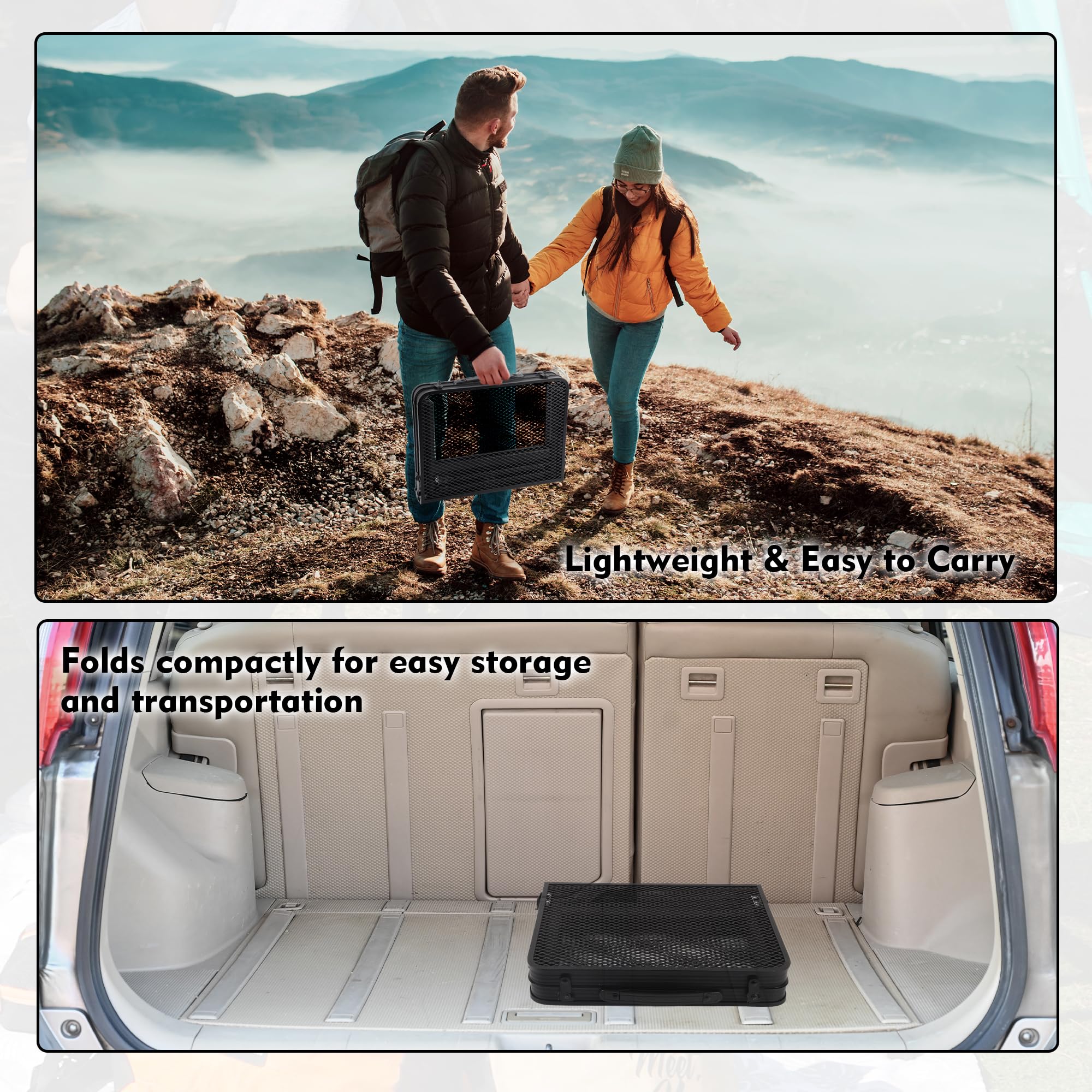 GREGIN camping table unfolded-dimensions reveals spacious work area for cooking tasks.