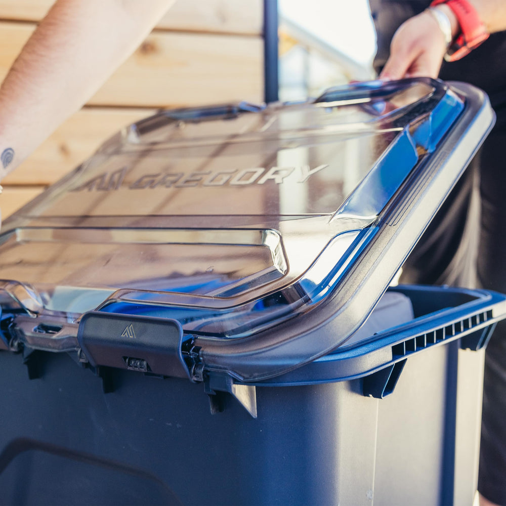 Gregory Alpaca 50L gear box transparent polycarbonate lid resists impacts