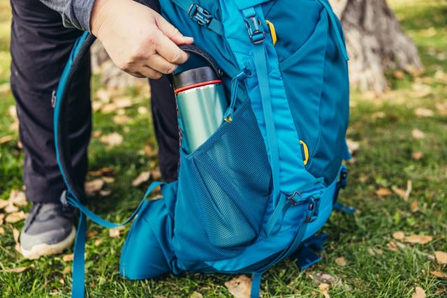 Gregory Amber 44L shoulder harness displays breathable design with safety whistle
