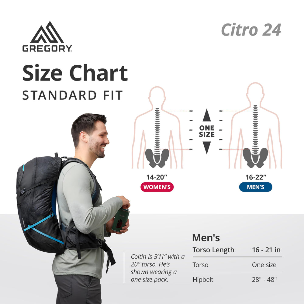 Gregory Citro trekking pole attachment aids gear versatility on varied terrain.
