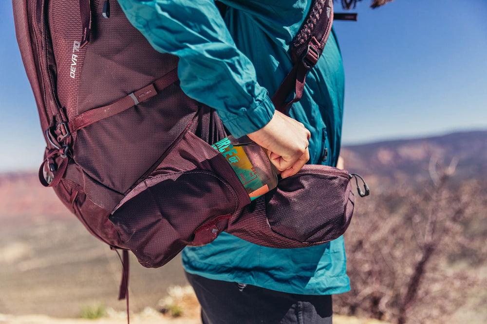 Gregory Deva 60L auto-rotating shoulder harness adapts to movement.